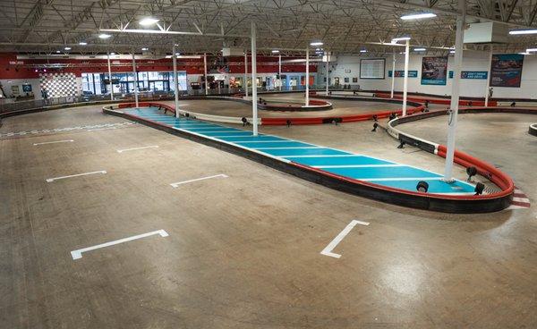 The indoor track inside K1 Speed Houston