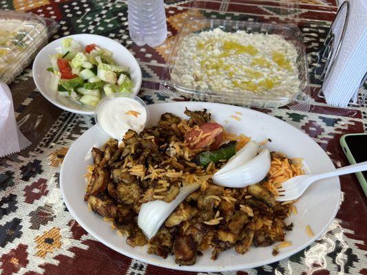 Baba ghanouj and chicken Shawarma