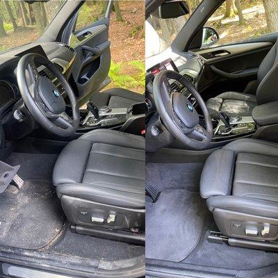 Before and after interior detail for this BMW X3