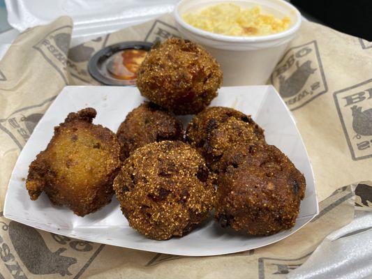 Smoked Sausage Hushpuppies Mac and Cheese