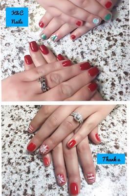 Christmassy nail designs&colors.