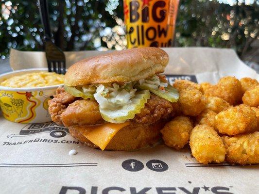 Hot Chicken Sandwich with Cheese Combo Mac & Cheese Hot Tots