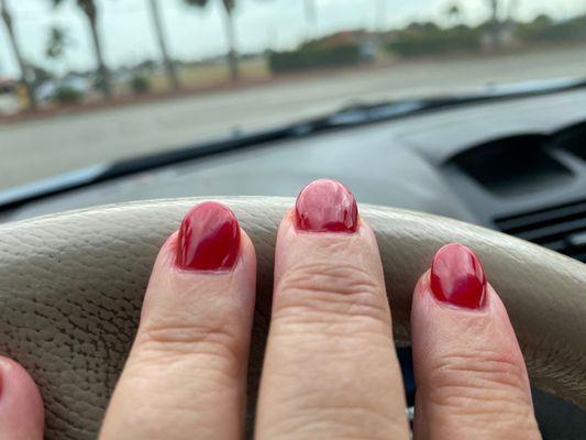 My hands are old and wrinkled, but my nails are perfect.