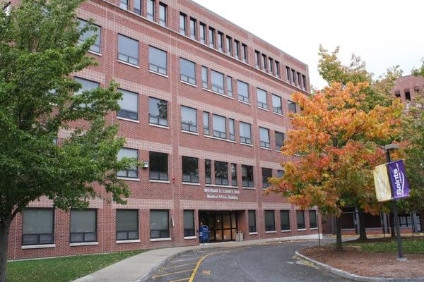 The outside of our building at 33 Bartlett Street, which is right next to the Saints Campus of Lowell General Hospital.