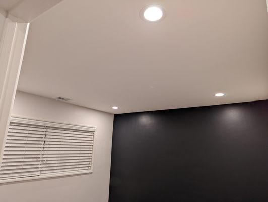 More new recessed lights in a room that previously had none.