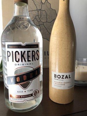 Bozal Mezcal & Pickers vodka.