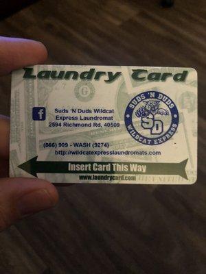 Refillable and reusable laundry card