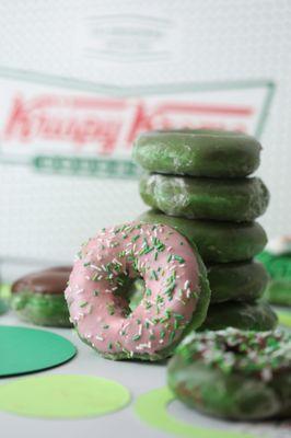 St Patrick Day donuts  Pink icing with sprinkles