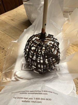 Triple chocolate caramel apple. (White, milk, and dark).