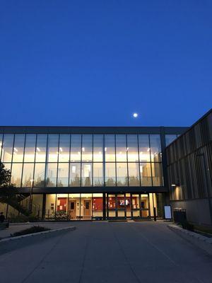 FOX building and almost full moon