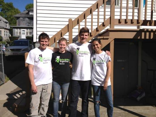 Schuyler, Molly, and Aly helping rebuild and paint a home in Mattapan at National Rebuilding Day 2012!