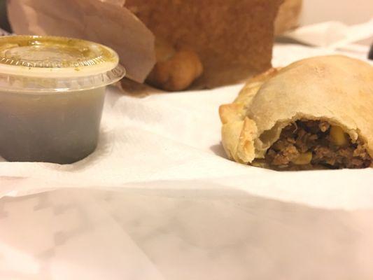 Empanada de carne - has beef, corn, peas, & carrot