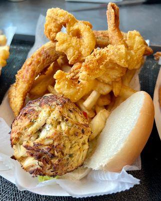 Cecil's seafood platter with fries