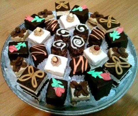 Assorted petit fours tray for your special occasion.