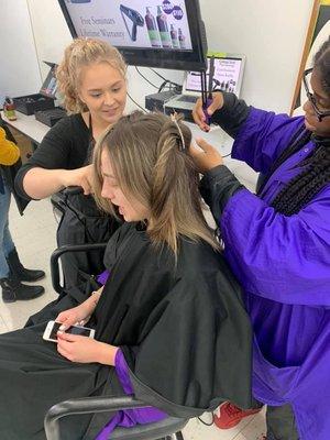 Student participation in Cliove Certified Organic Keratin Certification Class-March 2020