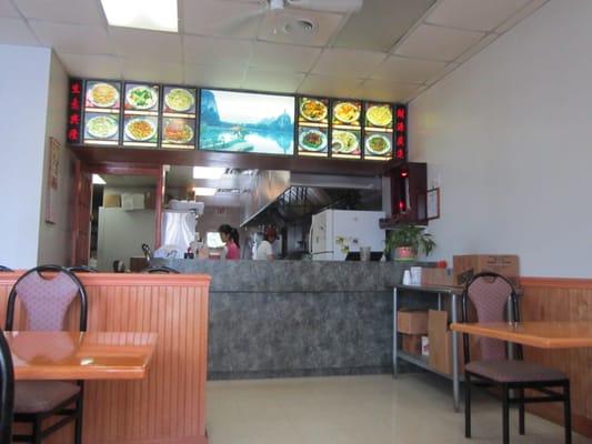 Counter.  Bright and clean interior.