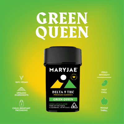 *NEW* D9 Gummies - Green Queen is our specially formulated juicy green apple-flavored gummies. Available at MARYJAECANNABIS.COM