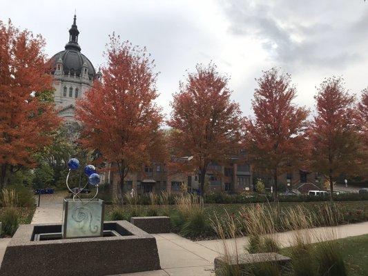 The front courtyard view of SPC in Fall