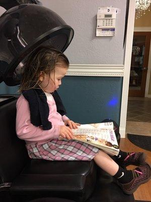 My 3 year old enjoying her salon experience