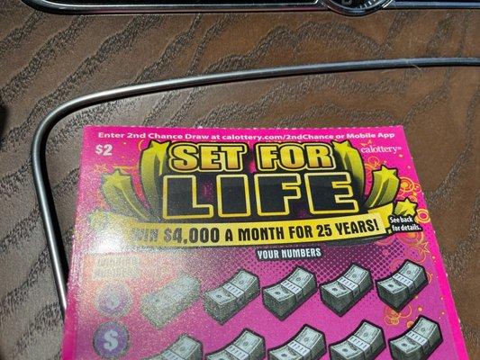 Set for life scratcher