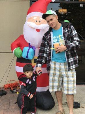 #santa welcome Dad and son.