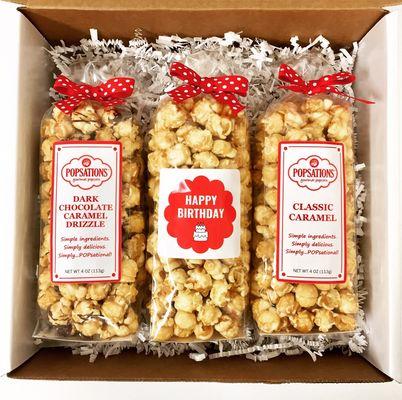 Popsations Popcorn happy birthday gift box