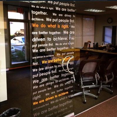 Conference room graphics on door