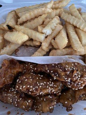 Korean Wings and fries