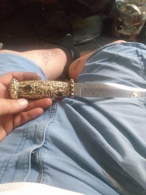 Gold nugget antler knife christin wolf