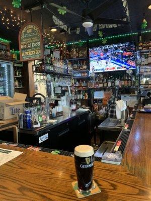 A nice Pint of Guinness at the bar just before St. Patrick's day.