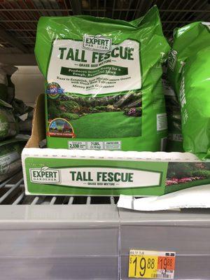 7lb bag of Tall Fescue $19.88 (Why does Walmart always end in $0.88?)