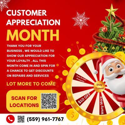 Customer Appreciation Month !!!
Thank you for your Business,