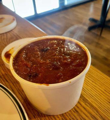 Cup of the soup of the day: beef chili