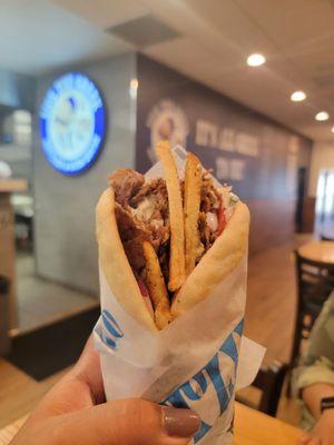 $11.95 Gyro / Beef & Lamb. Tasty & satisfying alone, I didn't need side order of fries (10/15/22)