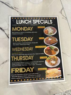 Lunch Specials Menu