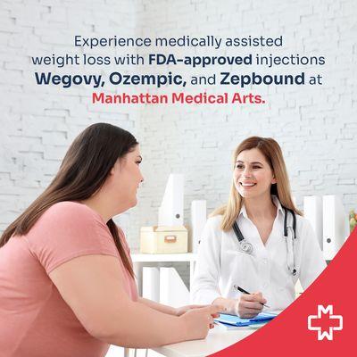 Our FDA-approved injections Wegovy, Ozempic, and Zepbound are here to help you reach your goals at Manhattan Medical Arts.