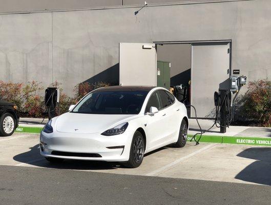 Model 3 using a destination  charger Wall Connector