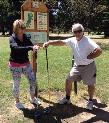 My Dad and I! Hole 7 par!!! Great memories! I miss our golf dates Dad!