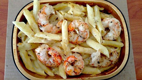 Alfredo Pasta And Shrimp Bake,
 Rich Alfredo Sauce and Al Dente Penne Pasta
 Tender and mildly sweet Wild Argentine Red Shrimp