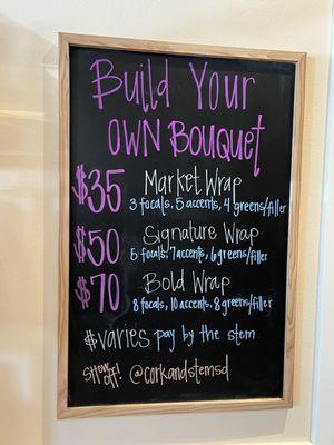 Prices- build your own bouquet