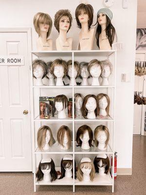 Call 629-207-9336 or go online www.topthiswigs.com to make an appointment today.  Boutique shop that sells wigs, toppers, hats and more!