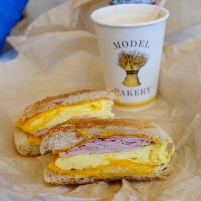 Classic breakfast sandwich and small latte. Amazing sandwich, especially the English muffin!