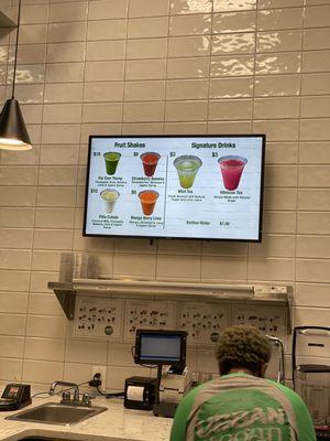 Smoothie menu