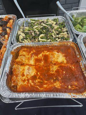 Eggplant Rollatini and Cavatelli with sausage and broccoli rabe