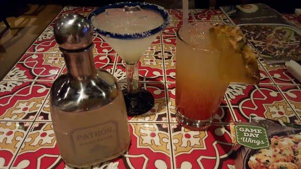 Patron margarita and Tito's punch (right)