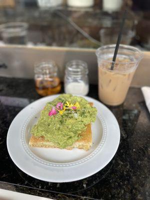 Avocado toast and iced coffee