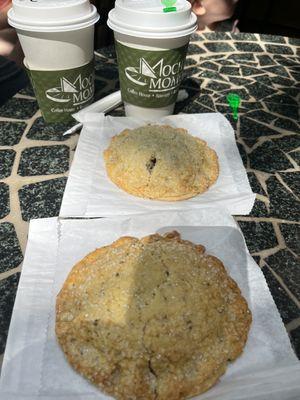 Top to bottom: Americano, almond raspberry scone, & lemon scone.