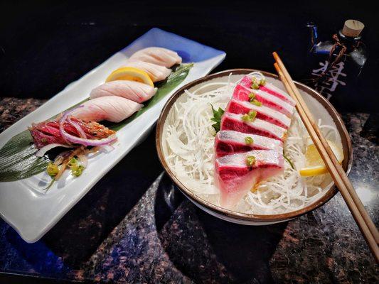 Yellow Tail Sashimi & Seared Tuna