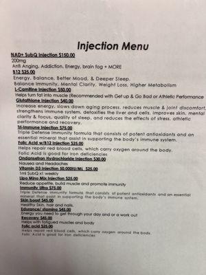 Injection menu