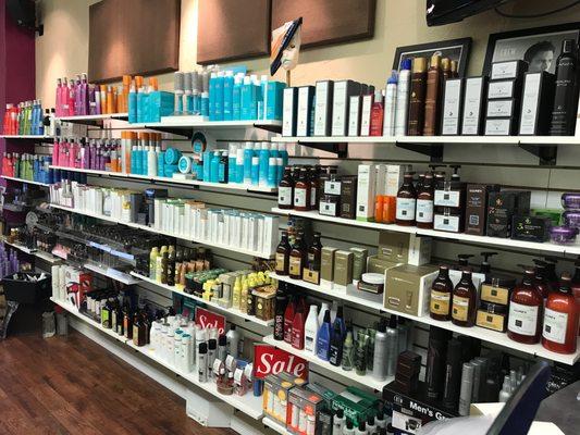 Featured product lines include MoroccanOil, Sorme Cosmetics, Dermaquest, Lanza Healing, Saryna Key African Shea Oil, and Bosley.